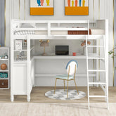 Bellemave® Full Size Wooden Loft Bed with Drawers and Desk - Bellemave